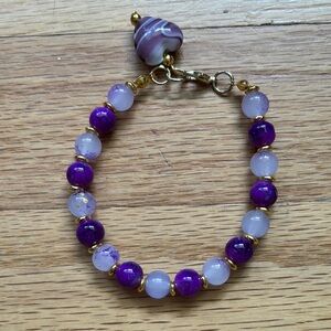 Elegant Purple and Gold Beaded Bracelet